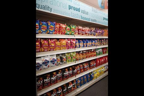 Crisp aisle at new Poundland store in Yorkshire